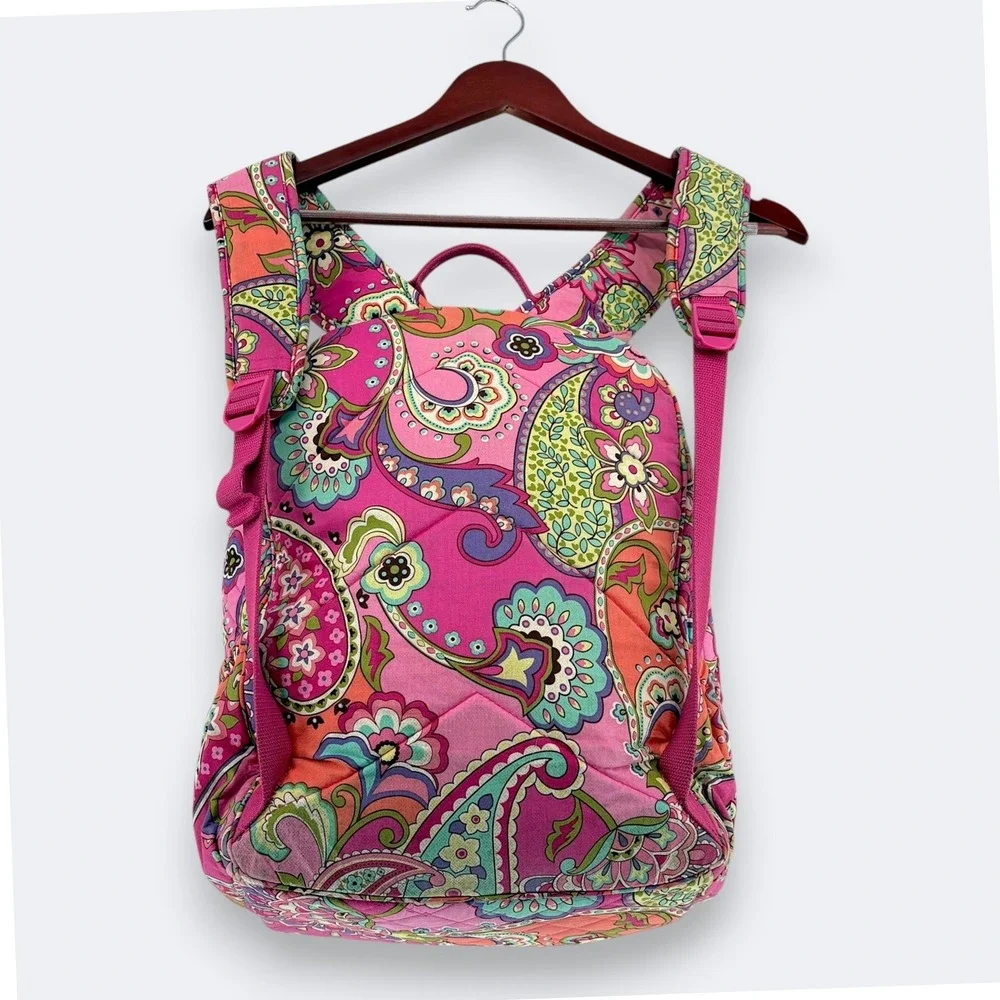 Vera Bradley Womens Pink Swirls Campus Quilted Backpack OS Floral Preppy Retired